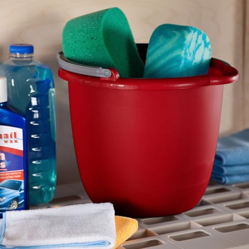 Sterilite 10 Qt Spout Pail with Handle, Bucket for Household Cleaning, Washing The Car, and Mopping, Spout to Easily Pour Water, Red, 36-Pack - size: 36 Pack