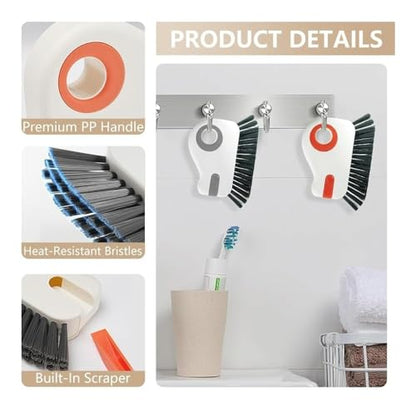 2 in 1 Groove Cleaning Brush, Crevice Brush for Sliding Door Track,Window Track Cleaning Tools, Multifunction Window Track Cleaner with Hard Bristle and Sill(Orange)
