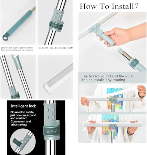 Magic Broom Sweeper for Floor Cleaning – Multifunctional Silicone Wiper Mop with Stainless Steel Extendable Handle – Wet & Dry Use – Bathroom Floor Wiper & Window Squeegee Viper