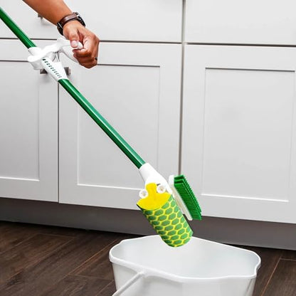 Nitty Gritty Sponge Mop with Built-in Scrub Brush Heavy Duty Floor Cleaning Mop for Hardwood Tile Laminate Vinyl Floors