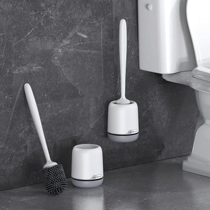 Lefree 2 Pack Silicone Toilet Bowl Brush and Holder Set with Ventilated Holder, Floor Standing & Wall Mounted Toilet Scrubber - color: Gray, size: 2 Pack