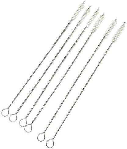 Honbay Straw Cleaner Brushes, Nylon bristles Stainless Steel Handle, Nylon Skinny Pipe Tube Cleaner - 20 Piece Value Pack - 6 mm bristles x 7"" 175mm Long (Pack of 2) - size: One Size (Pack of 2)