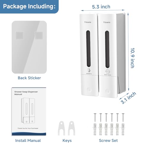 1984 Shampoo and Conditioner Dispenser Wall Mount Shower Dispenser 2 Chamber No Drill Bathroom Set Shampoo Dispenser for Shower Wall Home Hotel 400ml x 2 White - color: White 2 Chamber