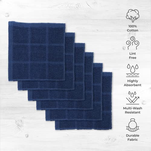 100% Cotton Terry Dish Cloth & Dish Towel, 6 Pack, Super Soft and Absorbent Kitchen Towels, Perfect for Kitchen Cleaning and Dish Washing (Navy Blue 6 Pack) - color: Navy Blue 6 Pack
