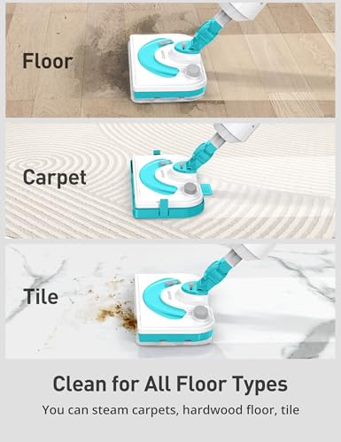 Professional Steam Mop Cleaner,1300W Floor Steamer with Detergent Chamber,25S Heat Up, Lightweight Steamer for Cleaning,1800w Yard Power Brush with 14.5 Gal Removable Leaf Collection Bag