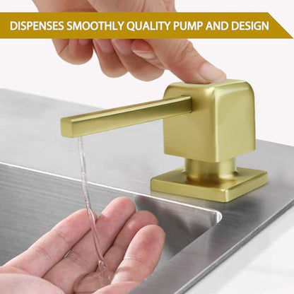 Soap Dispenser for Kitchen Sink, Gold Built in Soap Dispenser with 17 OZ PE Soap Bottle, Refill from Top Design Under Counter Stainless Steel Pump Head Lotion Dispenser - color: Brushed Gold-1