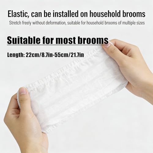 100 Pcs Disposable Elastic Broom Covers, Multi-Purpose Broom Sleeves for Hair and Dust Capture, Ideal for Home Floor Cleaning, Pet Hair Removal and Daily Household Cleaning