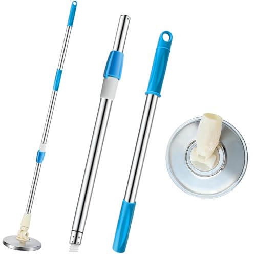Spin Mop Replacement Handle 360 Degree Spin Mop Pole Handle Replacement Rotating Telescopic Stick for Mop Head, Ideal for Home and Household Cleaning - color: Blue, style: Stainless Steel Disc