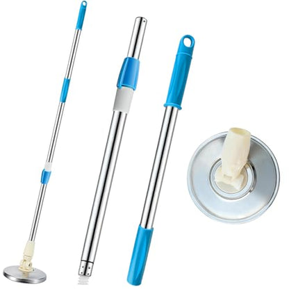 Spin Mop Replacement Handle 360 Degree Spin Mop Pole Handle Replacement Rotating Telescopic Stick for Mop Head, Ideal for Home and Household Cleaning - color: Blue, style: Stainless Steel Disc