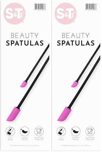 S&T INC. Makeup Spatula, Large and Mini Silicone Spatula Set for Cosmetics, Shampoo, Hair Care, and Skin Care Products, 2 Piece Set, Black/Pink (Pack of 2) - color: Black/Pink, size: 4 Pack