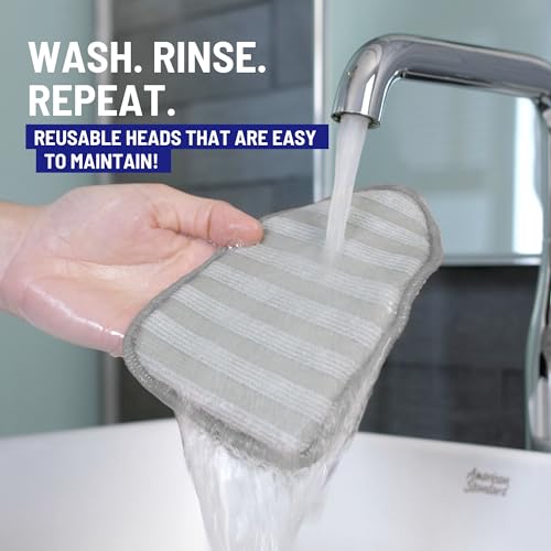 Moku Home Replacement Microfiber Pad for Moku Home Extendable Tub Tile Shower Scrubber for Cleaning Non-Scratch (2X Microfiber Pads Gray)