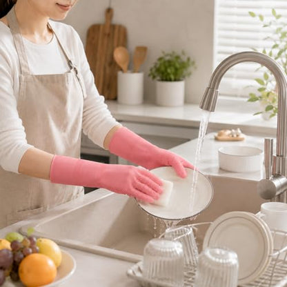 1 Pair Silicone Dishwashing Gloves - Waterproof, Non-Slip Grip - Reusable Cleaning Gloves for Kitchen, Bathroom,Home - size: Large