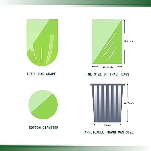 Medium Compostable Trash Bags, Biodegradable 8 Gallon Garbage Bags, Recycling Degradable Unscented Rubbish Bags for Kitchen Bathroom Office Car Pet Wastebasket (Green) - color: Green-8 Gallon