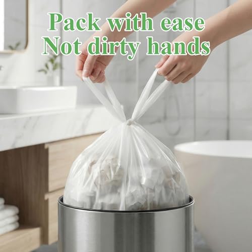 3 Gallon Bathroom Small Trash Bag - White With Handles Mini Garbage Bags 100 Count 12 Liter Biodegradable Unscented Little Wastebasket Liners For Car Office Kitchen Strong Thick Vincereon - color: 3 gallon White 100