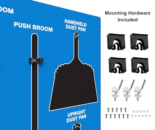 Clean & Sweep 5S Shadow Board/Wall Mount Broom Holder, 68" x 30" Board, 5S Cleaning Station - Board Only, Tools Sold Separately, Made in The USA by AccuformNMC, Blue/Black, PSB114BUBK - color: Blue/Black