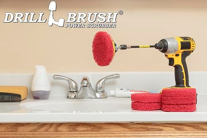 Drill Scrubber - Drill Brush Power Scrubber Pads - Bathroom - Drill Pad Attachments - Cleaning Pads - Shower Door - Baseboard - Bathroom Sink - Shower Cleaner - Flooring - Hard Water Stain Remover - color: 6x Red Pads