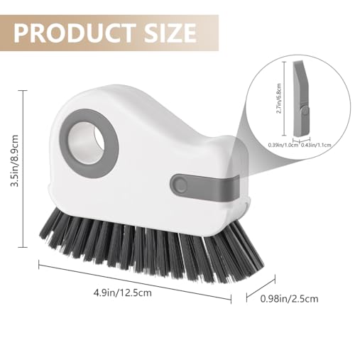 2 in 1 Groove Cleaning Brush, Window Track Cleaning Tools, Multifunction Window Track Cleaner with Hard Bristle and Hidden Scraper, Crevice Brush for Sliding Door Track, Window Seal, Sill (Gray) - color: Gray