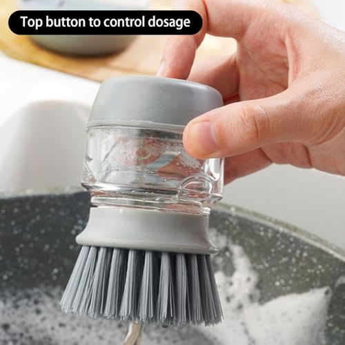 Dish Brush with Soap Dispenser, Dishwashing Kitchen Scrub Brushes Dish Scrubber with Holder Drip Tray, for Cleaning Pan, Pot, Sink (A-Green) - color: A-green