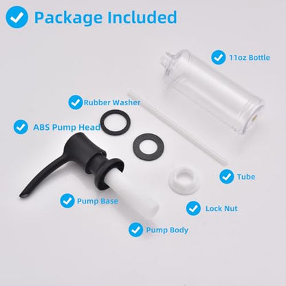 Soap Dispenser for Kitchen Sink, Built in Sink Soap Dispenser Long Spout Matte Black ABS Pump Head with 11 oz Soap Bottle - color: Matte Black
