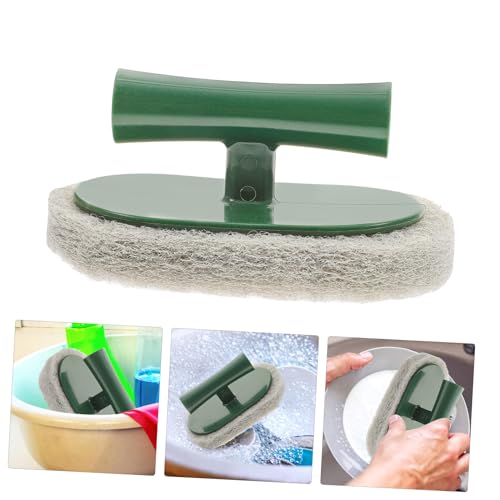 Mipcase Ergonomic Handle Kitchen Cleaning Brush Powerful Scrubbing Pad for Dishes Faucets Stove Sink Household Use Non-Scratch Scouring Pad with Random Color Random Color