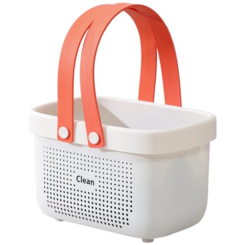 JiatuA Plastic Storage Basket with Handle Portable Shower Caddy Tote Organizer Basket Bin for Bathroom Kitchen Dorm Room Bedroom, Small White - color: White, size: Small