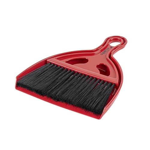 Restaurantware Mini Broom and Dustpan Set 10 Pack of Plastic Handheld Brush and Pan Compact Cleaning Kit with Ergonomic Handle Red and Black Office Desk and Home Cleaning Set