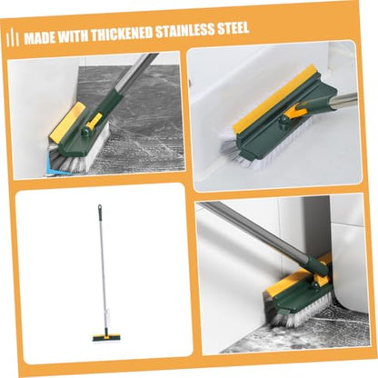 Ipetboom Multifunctional Long Handle Floor Scrub Brush Green Heavy Duty Cleaning Tool for Bathroom and Indoor Use Stiff Bristles for Effective Scrubbing and Squeegee Action