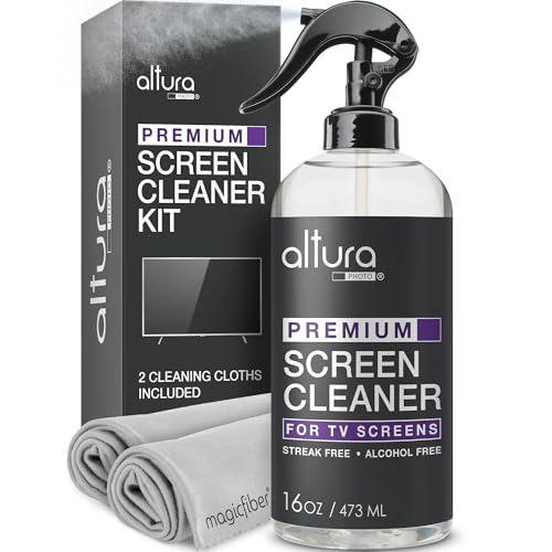 Screen Cleaner Spray & Wipe Kit (Streak & Scratch Free) Computer Screen Cleaner + 2 Microfiber Cleaning Cloths Cleaning Kit LCD LED OLED Touchscreen Flat Smart TV Monitor Laptop Electronics Car 16oz - size: 16 Fl Oz + 2 Cloths