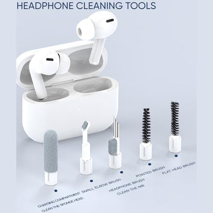 Multifunctional Electronic Cleaning Kit | Keyboard Brush,Screen Spray Wiper,USB Charging Port Repair Tools for Airpods,iPhone,Phone Stand,Card Slots Storage