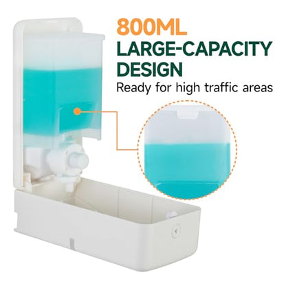 anydry Manual Liquid Soap Dispenser Wall Mount, 27oz (800 ml) Large Capacity for Commercial Bathroom - color: White