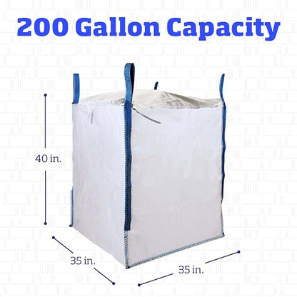 DURASACK Heavy Duty Builder's Bulk Bags 200-Gallon White Woven Polypropylene Contractor Trash Bags for Demo and Construction, Holds up to 2200 lbs, Open Top - size: Single
