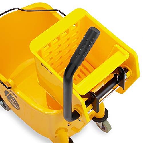 Dryser Commercial Side Press Wringer Combo Mop Bucket, 33 Quart, Yellow - color: Yellow