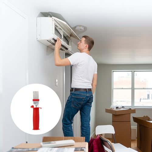 Air Conditioner Fin Cleaner Brush 8.26In Red Coil Cleaning Whisk Brush for Ac Evaporator Condenser Vent Maintenance and Coil Straightening