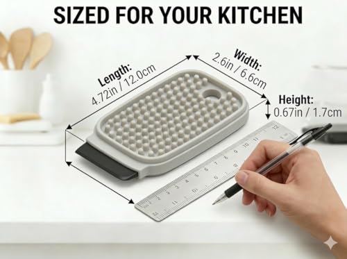 3-in-1 Silicone Dish Sponge - BPA-Free Food-Grade Cleaning Brush with Dual-Sided Scrubber & Scraper, Hanging Hole Fast-Dry Reusable for Dishes/Fruits/Vegetables (Grey 1PCS) - color: Grey 1pcs