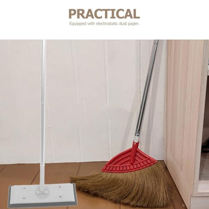 Ipetboom Adjustable 3-Section Extendable Aluminum Dust Mop with Microfiber Flat Pad for Tile Floors and Large Area Cleaning, Gray Industrial Dusting Tool with Electrostatic Function