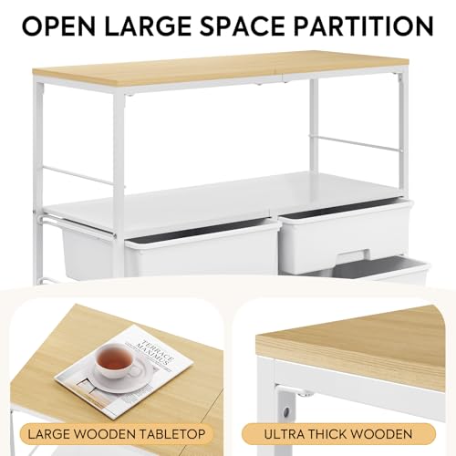 Rolling cart with 8 drawers,Storage drawer cart with wooden tabletop,Lockable wheels organizer for homeschool, arts & crafts, classroom, office & creative spaces (White) - color: White