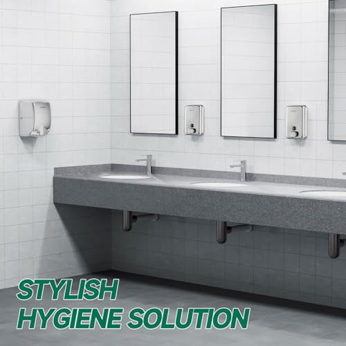 anydry Commercial Wall Mounted Soap Dispenser 37oz 1100ml Large Capacity Polished Stainless Steel Manual Dispenser for High Traffic Restrooms - color: Polished