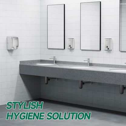 anydry Commercial Wall Mounted Soap Dispenser 37oz 1100ml Large Capacity Polished Stainless Steel Manual Dispenser for High Traffic Restrooms - color: Polished