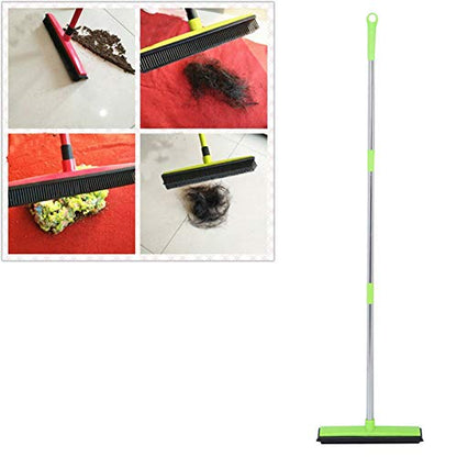 Multifunction Telescopic Floor Carpet Broom Pet Hair Dust Removal Cleaner Sweeper Tools (Green) - color: Green