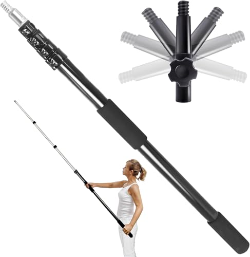 28FT Reach Telescopic Extension Pole, 5-20FT Multi-Purpose Extendable Pole with Universal Twist-on Metal Tip, Lightweight Sturdy Aluminum Paint Roller Extension Pole for Painting, Dusting and Cleaning - color: Black, size: 5-20FT