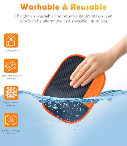 Pet Hair Removal Glove for Furniture & Clothes, Reusable Electrostatic Pet Hair Remover for Couch, Carpet, Bedding & Car Seats, Dog & Cat Grooming Glove, Soft Pet Hair Removal Tool, 1 Pack