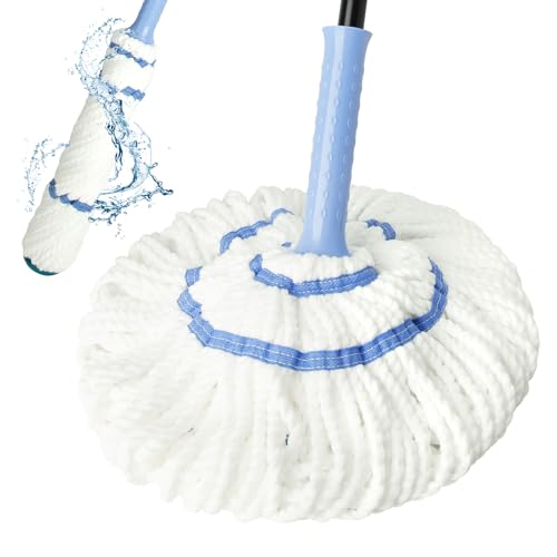 Self-Wringing Twist Mop for Floor Cleaning, 57” Long Handle Heavy Duty Microfiber Mop for Wet Mopping on Tile, Hardwood, Kitchen, Bathroom, Patio, Garage, Commercial Household Clean (Blue) - size: Blue-Complete Mop