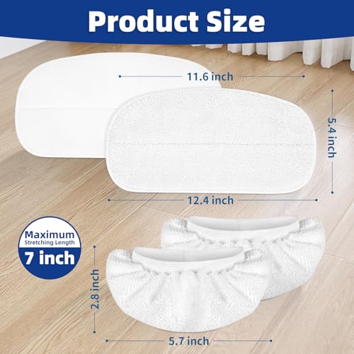 LOVECO 4 Pack Steam Mop Pads + 4 Microfiber Small Cloths Compatible with KGHKGH & Sprobil & Rvwsx Steam Mop Steam Cleaner, Washable Steam Mop Replacement Pads for Scratchfree Floor Cleaning