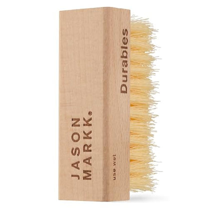 Jason Markk Standard Cleaning Brush - Handcrafted Wood Handle - Synthetic Bristles - Tough on Stubborn Stains & Dirt on Midsoles - Great for All-Around Shoe Cleaning - Works on Most Materials - style: Standard Brush Light Brown