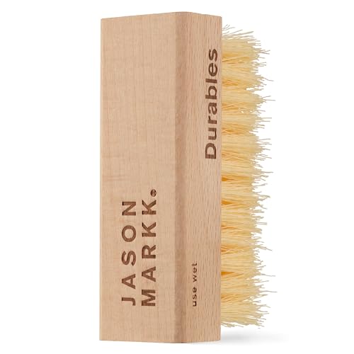 Jason Markk Standard Cleaning Brush - Handcrafted Wood Handle - Synthetic Bristles - Tough on Stubborn Stains & Dirt on Midsoles - Great for All-Around Shoe Cleaning - Works on Most Materials - style: Standard Brush Light Brown