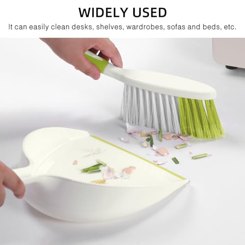 NACENA Dust Pan and Brush Set, Large Hand Broom and Dustpan Set Large Brush and Dustpan Set for Camping Broom and Dustpan Combo for Daily Cleaning Pet Hair Office Home Car, Yellow & Green - color: Yellow & Green