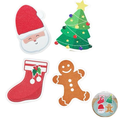 4Pack Christmas Style Scrub Sponges, Compressed Kitchen Sponges for Dishes, Durable Cleaning Sponges with Soft & Scrub Sides, Adorable Christmas Dish Sponge Set