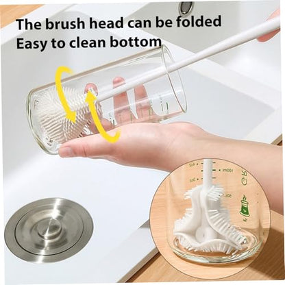 Long Handle Water Bottle Cleaner 360° Flexible Silicone Brush use for Cleaning Narrow Jars Mugs and Baby Bottles 2PCS - color: 2pcs