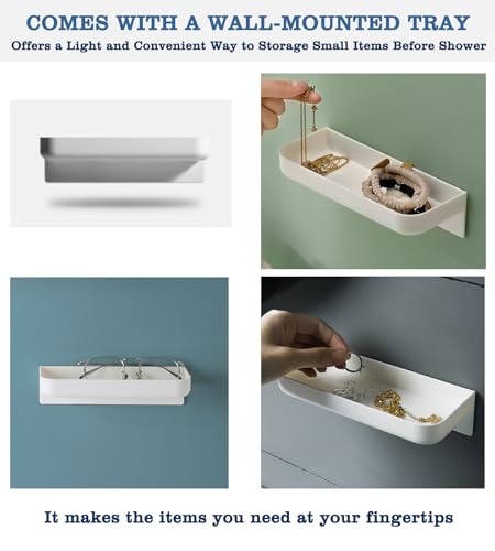 RANKADO Luxury Shower Soap Dispenser Bathroom with Tray,Drill Free Shampoo and Conditioner Dispenser with Mounting Tapes,Shower Soap Dispenser with Labels,Shampoo Dispenser for Shower Wall - color: 300ml X 3 （transparent）