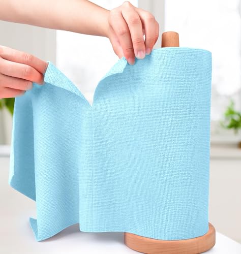 KitchLife Microfiber Cleaning Cloth Roll - Tear-Away Reusable Microfiber Paper Towels, Lint-Free, Washable, 20 Sheets for Kitchen, Car, Dishes, and Sensitive Surfaces (Blue) - color: Blue